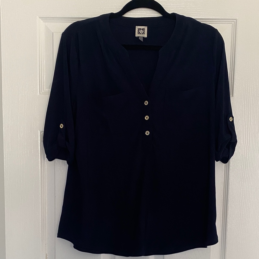 Anne Klein Midnight Blue Blouse